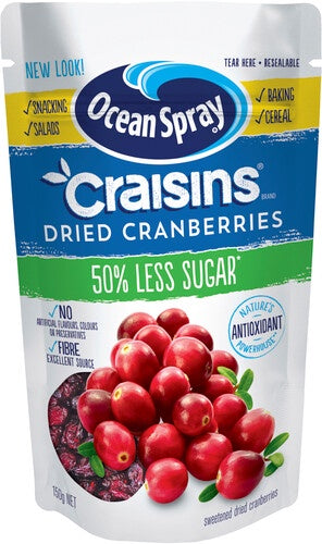 Ocean Spray Craisins Reduced Sugar Dried Cranberries 150g