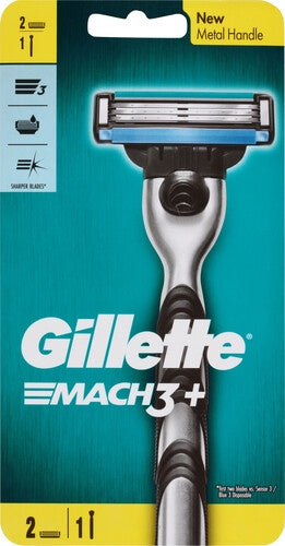 Gillette Mach 3 Plus Razor & 2 Cartridges 1pk