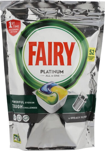 Fairy Platinum Plus All In One Lemon Dishwasher Tablets 52pk