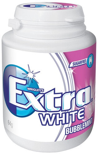 Wrigleys Extra White Bubblemint Sugar Free Chewing Gum Bottle 64g