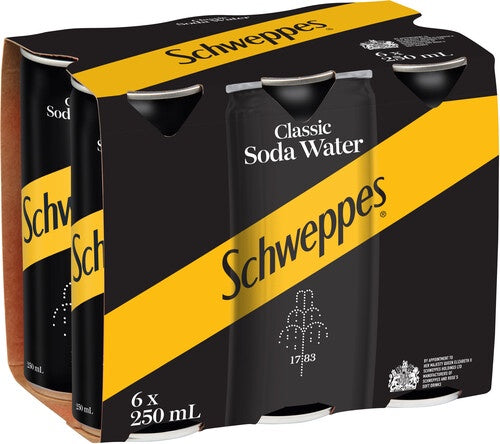 Schweppes Classic Soda Water Cans 6pk x 250ml