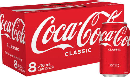 Coca Cola Classic Soft Drink Cans 8pk x 330ml