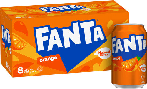 Fanta Orange Soft Drink Cans 8pk x 330ml