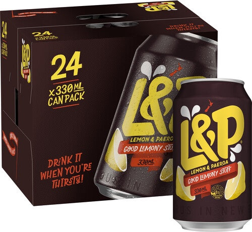 L&P Lemon & Paeroa Soft Drink Cans 24pk x 330ml