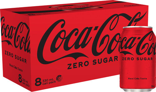 Coca Cola Zero Sugar Soft Drink Cans 8pk x 330ml