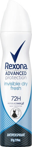 Rexona Womens Advanced Protection Invisible Dry Fresh Antiperspirant Aerosol 220ml