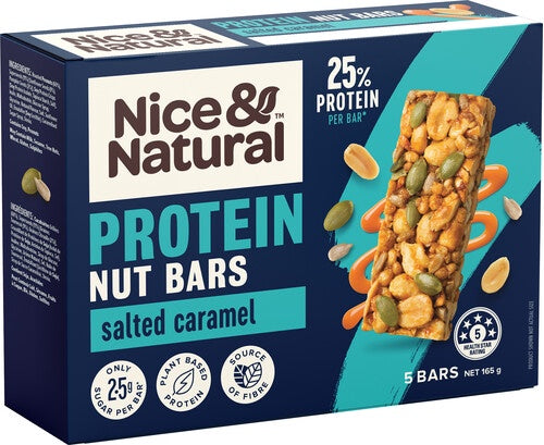 Nice & Natural Salted Caramel Protein Nut Bars 5pk 165g