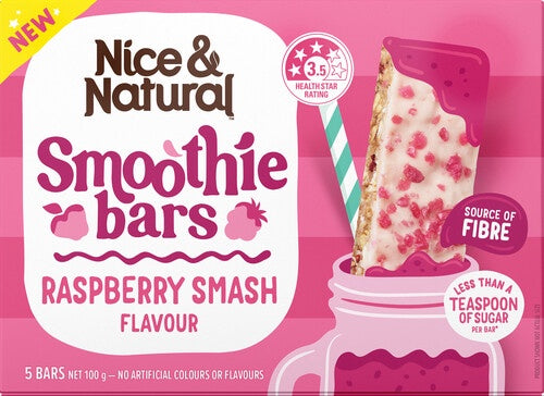 Nice & Natural Raspberry Smash Smoothie Protein Bars 5pk 125g