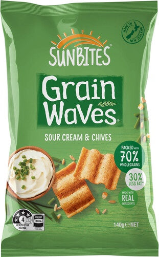 Sunbites Grainwaves Sour Cream & Chives Wholegrain Chips 140g