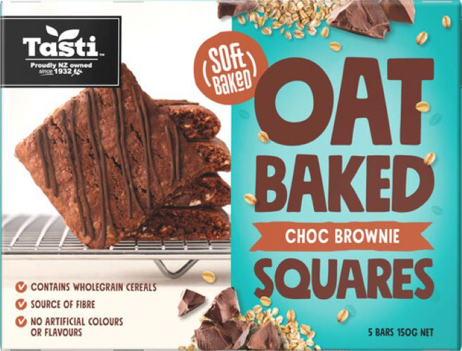 Tasti Choc Brownie Oat Bars Baked Squares 5pk 150g