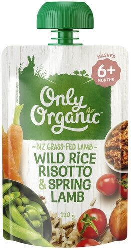 Only Organic Stage 2 Baby Food Wild Rice Risotto & Lamb Pouch 120g