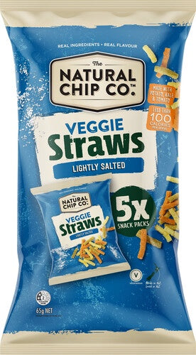 The Natural Chip Co Lightly Salted Veggie Straws Snack Packs 5pk 65g