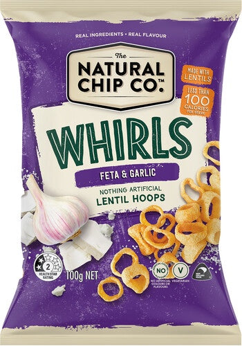 The Natural Chip Co Whirls Feta & Garlic Lentil Hoops 85g