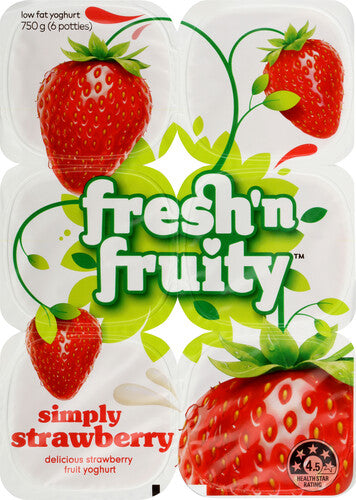 Fresh N Fruity Simply Strawberry Yoghurts 6pk 750g