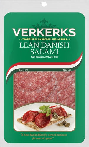 Verkerks Lean Danish Salami Sliced 100g