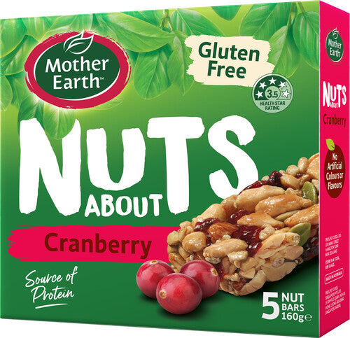 Mother Earth Nuts About Cranberry Nut Bars 5pk 160g