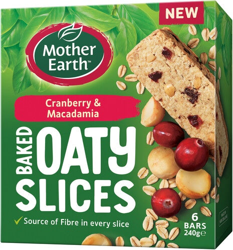 Mother Earth Baked Oaty Slice Cranberry & Macadamia 240g