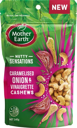 Mother Earth Nutty Sensations Caramelised Onion & Vinaigrette Cashews 140g