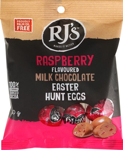 RJ's Raspberry Hunting Eggs Milk Chocolate 120g