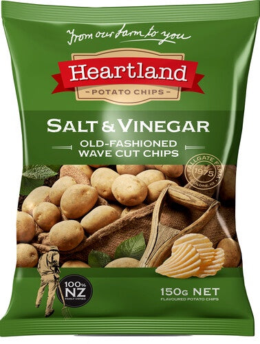 Heartland Salt & Vinegar Old Fashioned Wave Cut Potato Chip 150g