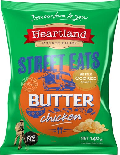 Heartland Street Eats Kettle Cooked Butter Chicken Potato Chips 140g