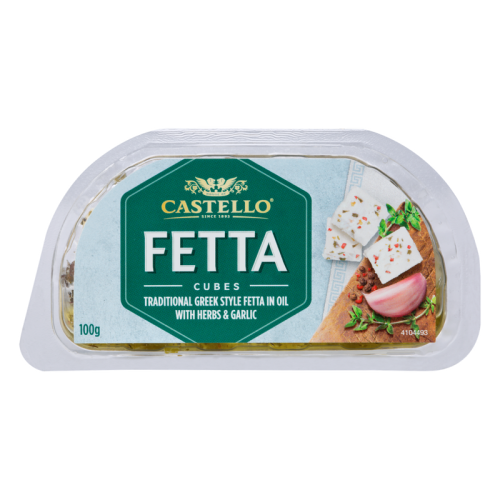 Castello Marinated Greek Style Cheese Cubes In Oil With Garlic & Herbs 100g