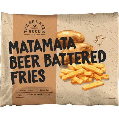 The Greater Good Matamata Fries Beer Battered Steak Cut 750G