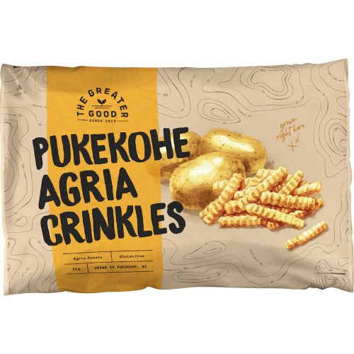 The Greater Good Pukekohe Fries Agria Crinkles Gluten Free 1Kg