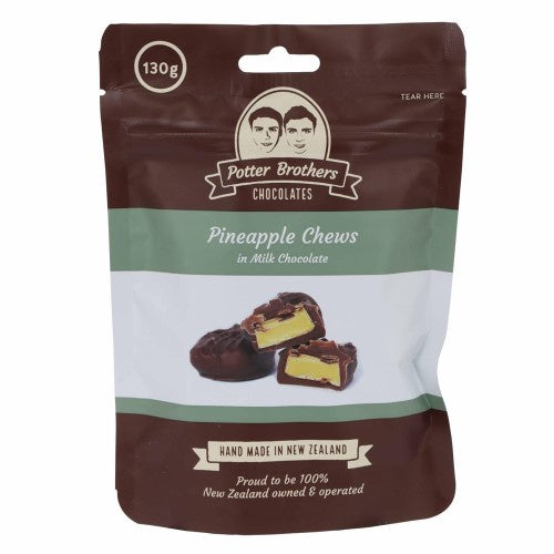 Potter Brothers Chocolates Pineapple Chews in Milk Chocolate 130g