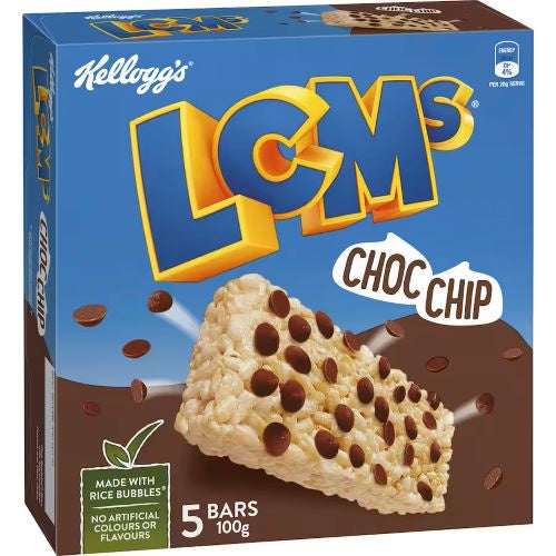 Kelloggs LCMs Choc Chip Rice Bubbles Cereal Bars 5pk 100g