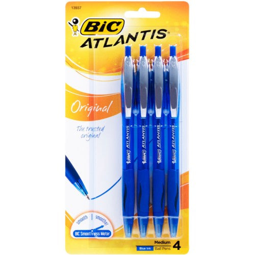 Bic Atlantis Pens Retract Blue 4pk