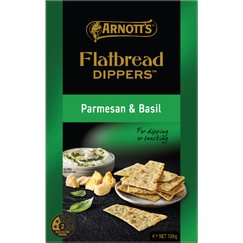 Arnotts Flatbread Dippers Parmesan & Basil Crackers 130g
