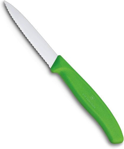 Victorinox Paring Knife 6.7636 - 8cm Wavy Blade Green Handle