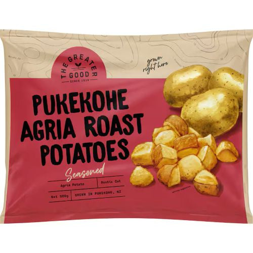 The Greater Good Pukekohe Roast Potatoes Agria Seasoned Rustic Cut 900gm