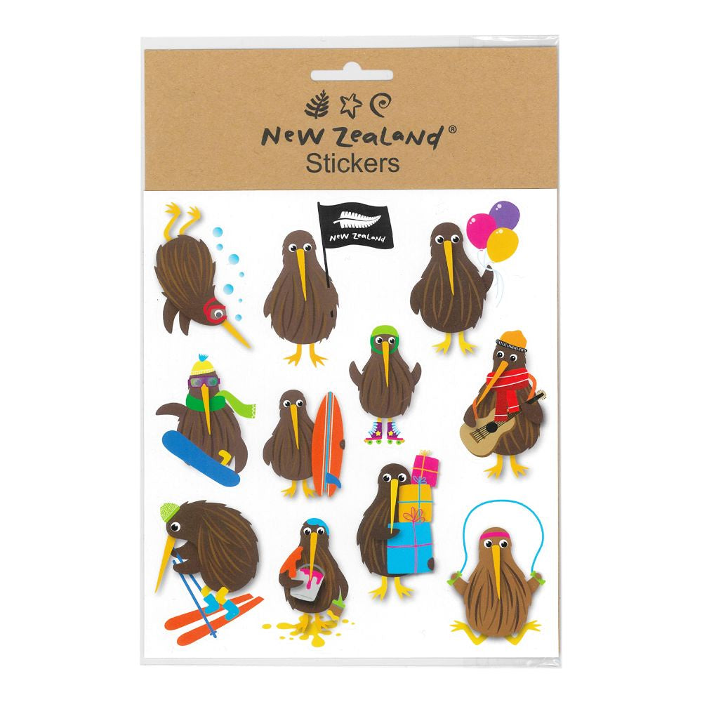 Stickers NZ playful Kiwi