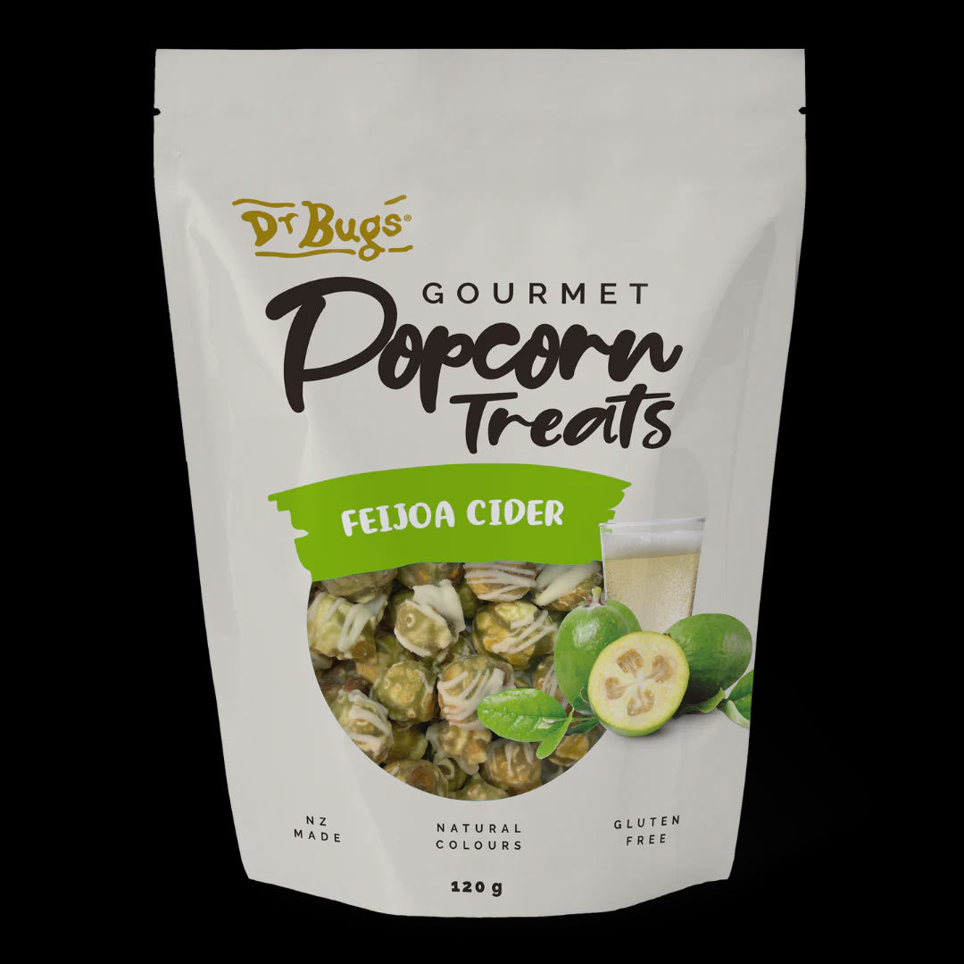 Dr Bugs Feijoa Cider Gourmet Popcorn Treats 120g