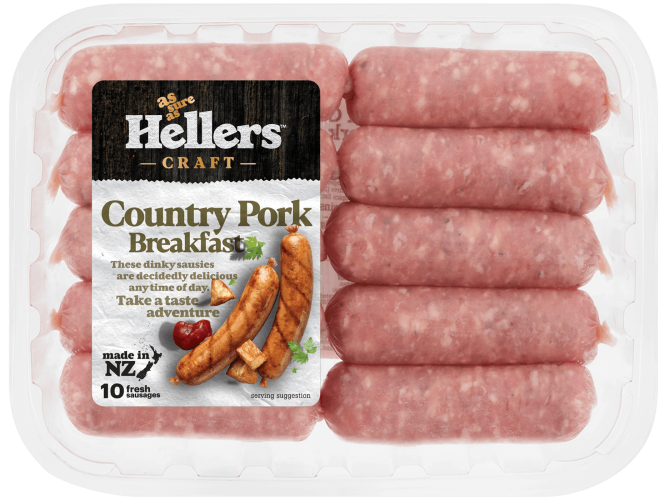 Hellers TP  Breakfast Country Pork Sausages 10pk