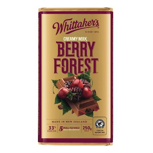 Whittakers 33% Cocoa Creamy Milk Berry Forest Chocolate Block 250g