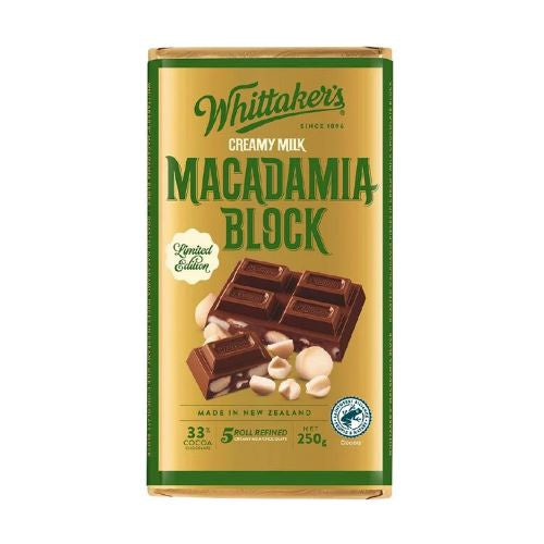 Whittakers Limited Edition Creamy Milk Macadamia Chocolate Block 250g