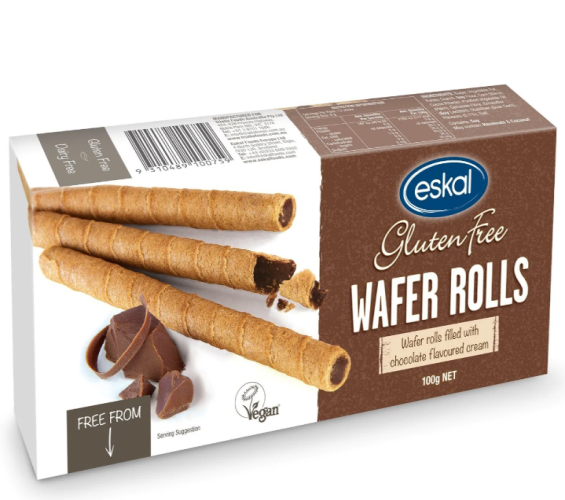 Eskal GF Chocolate Wafer Rolls 100g