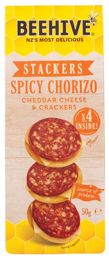 Beehive Stackers Spicy Chorizo Cheddar Cheese & Crackers 50g