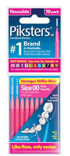 Piksters Interdental Brushes Pink Size 00 10pk