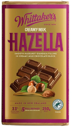 Whittakers Hazella Chocolate Block 250g