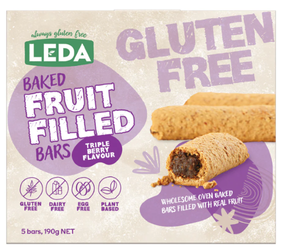 Leda Fruit Filled Bars Triple Berry 5pk 190g