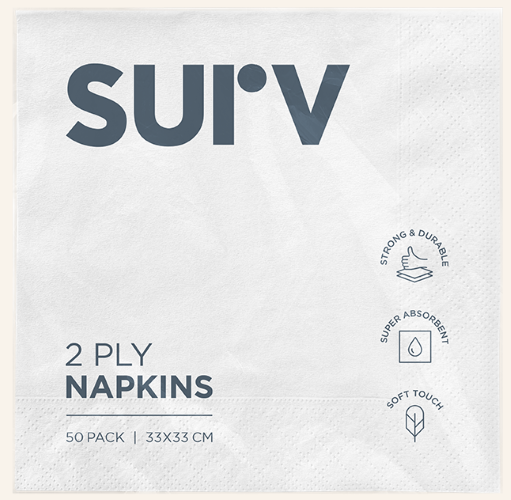 Surv Luncheon Napkin White 2ply 50pk