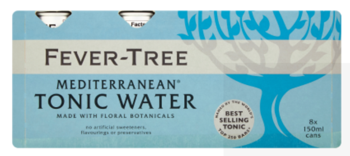 Fever Tree Drink Mixers Mediterranean Tonic Water 150ml 8pk