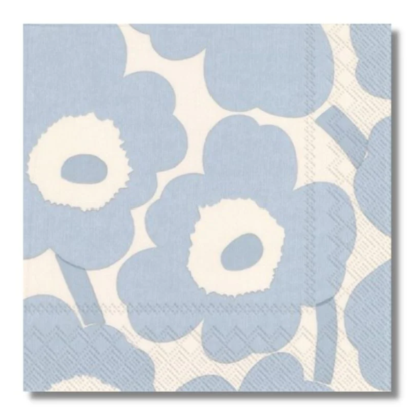 Unikko Cream Light Blue Cocktail Serviette