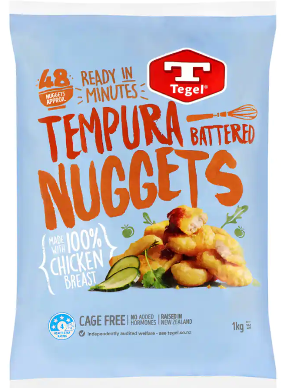 Tegel Frozen Tempura Battered Chicken Breast Nuggets 1kg