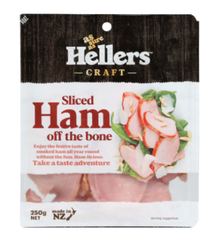 Hellers Craft Sliced Ham Off The Bone 250g