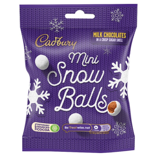 Cadbury Mini Frosted Baubles Snow Balls Chocolate 80g